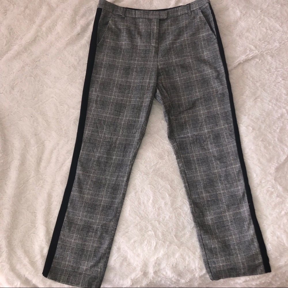 Topshop Plaid Trousers with Black Side Detail